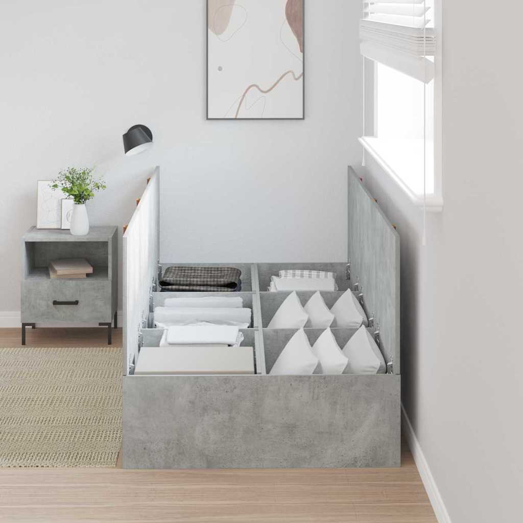 Storage Bed Frame Concrete Grey 80 x 200 cm Engineered Wood