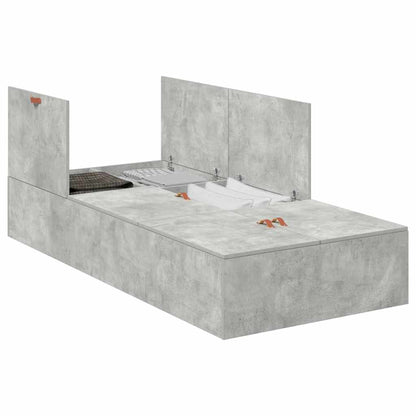Storage Bed Frame Concrete Grey 80 x 200 cm Engineered Wood