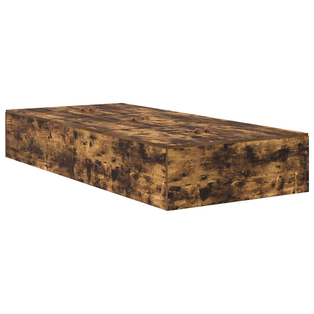 Bed Frame with Storage Smoked oak 80 x 200 cm Engineered wood