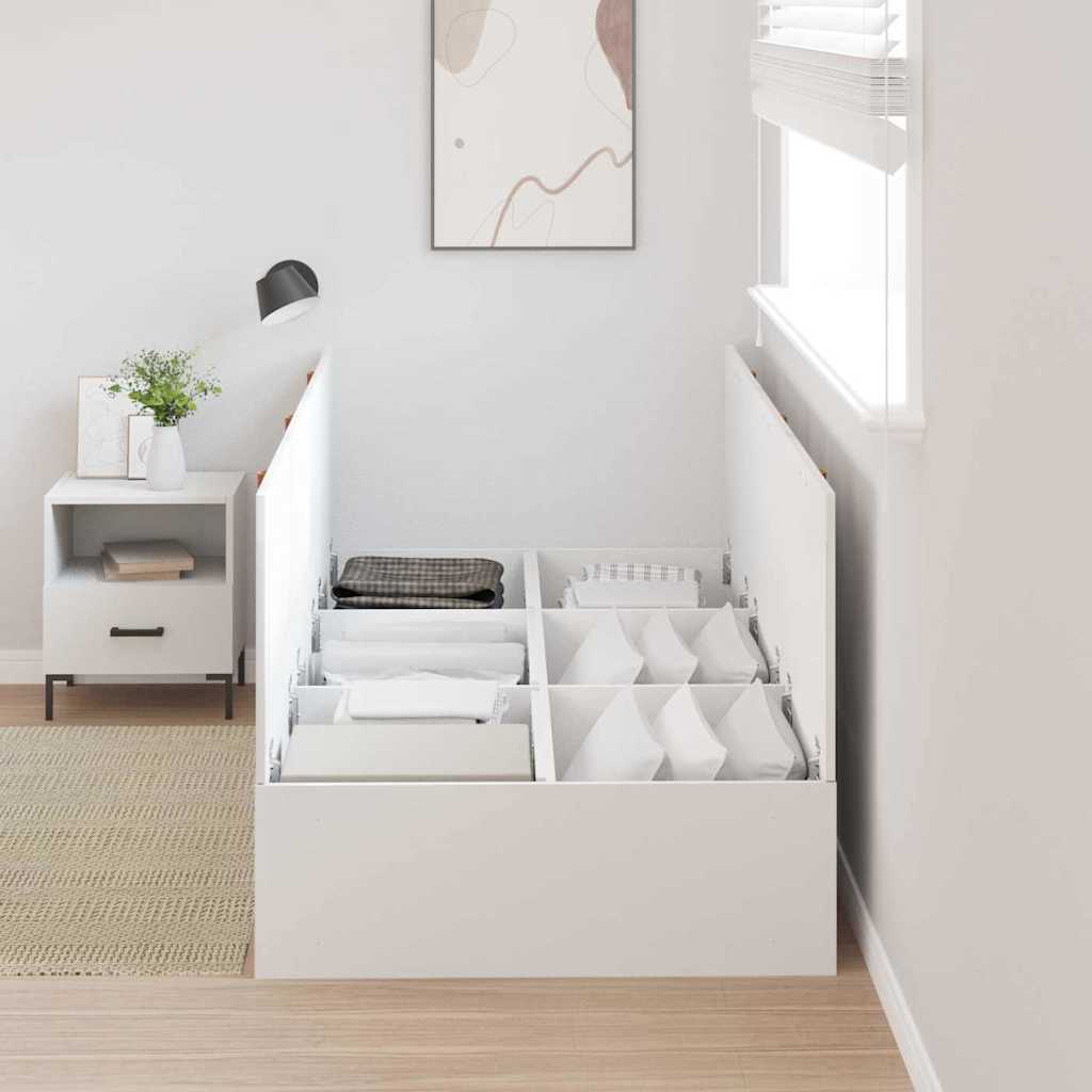 Storage Bed Frame White 90 x 200 cm Engineered Wood