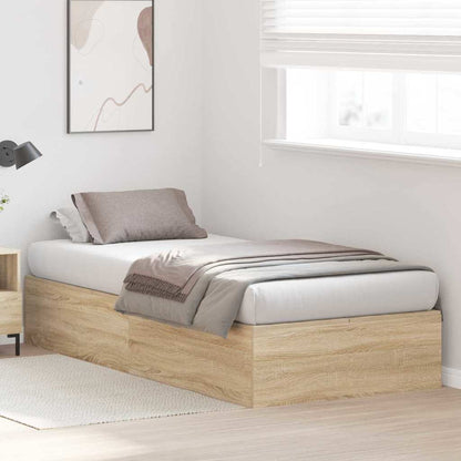 Storage Bed Frame Sonoma Oak 90 x 200 cm Engineered Wood