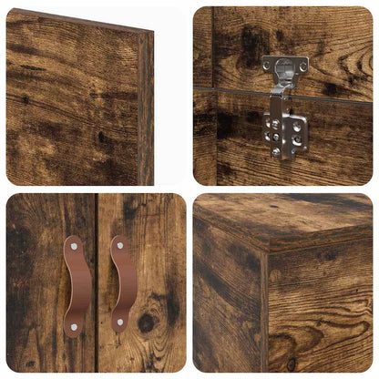 Bed Frame with Storage Smoked oak 90 x 200 cm Engineered wood