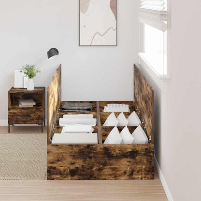 Bed Frame with Storage Smoked oak 90 x 200 cm Engineered wood
