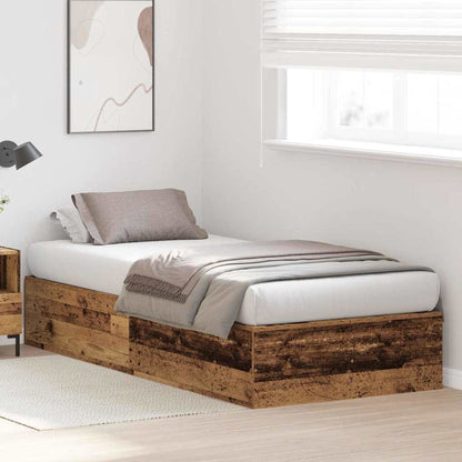 Bed Frame with Storage Old wood 90 x 200 cm Engineered wood
