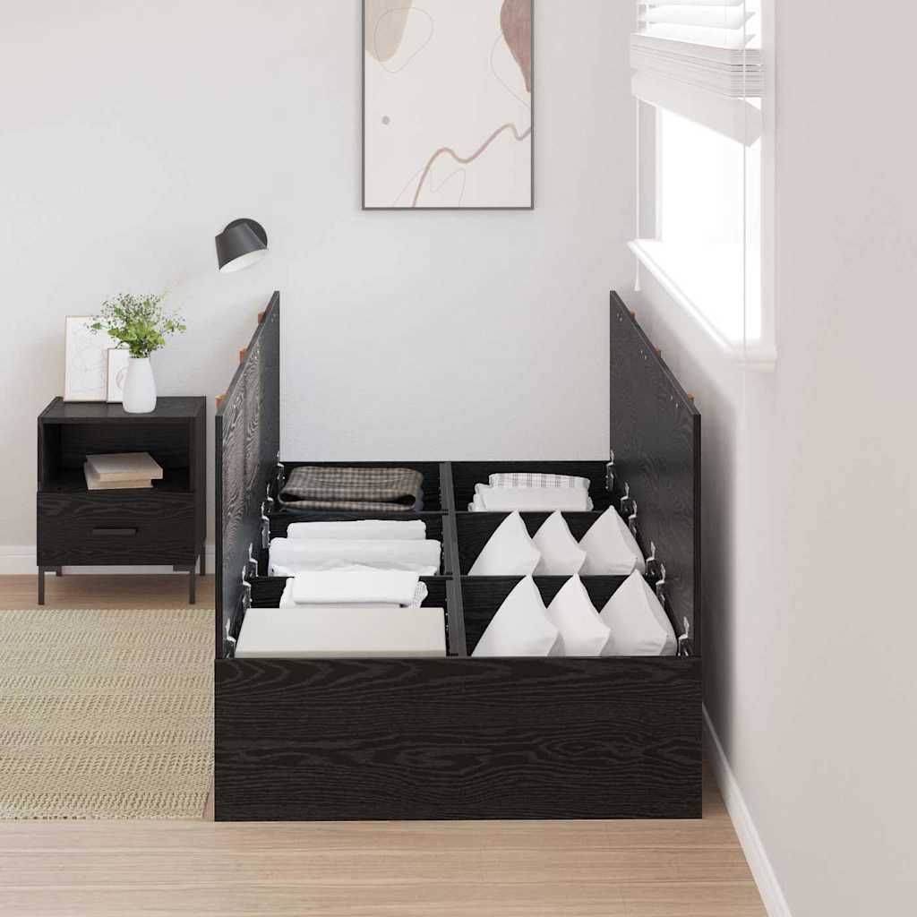 Bed Frame with Storage Black oak 100 x 200 cm Engineered wood
