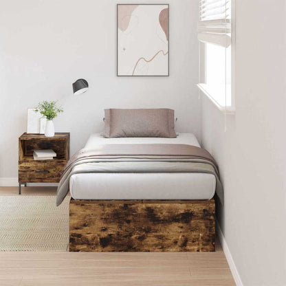 Bed Frame with Storage Smoked oak 100 x 200 cm Engineered wood
