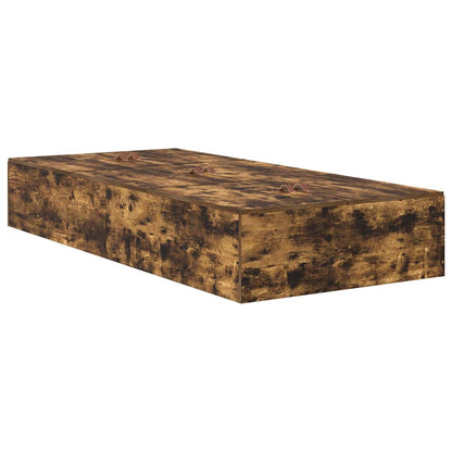 Bed Frame with Storage Smoked oak 100 x 200 cm Engineered wood