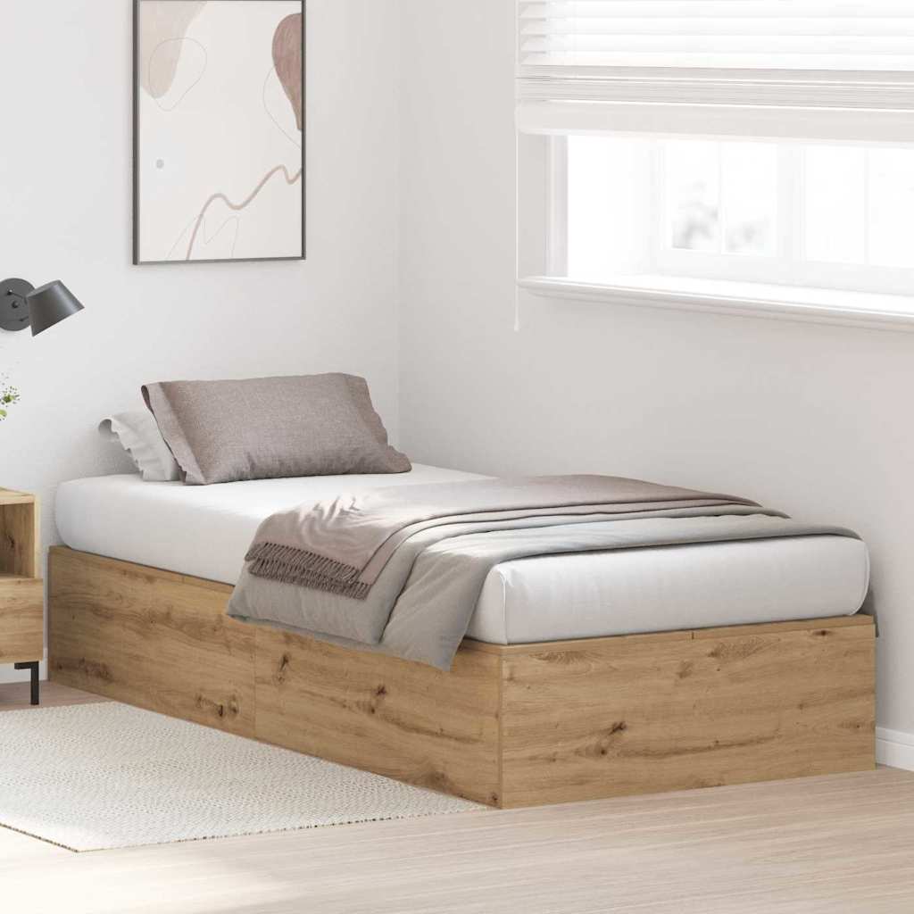 Bed Frame with Storage Artisan oak 100 x 200 cm Engineered wood