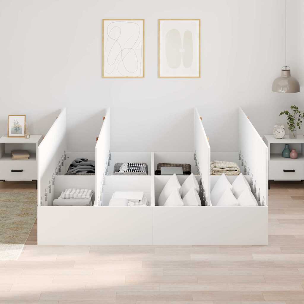 Storage Bed Frame White 200 x 200 cm Engineered Wood