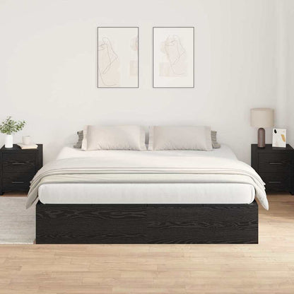 Bed Frame with Storage Black oak 200 x 200 cm Engineered wood