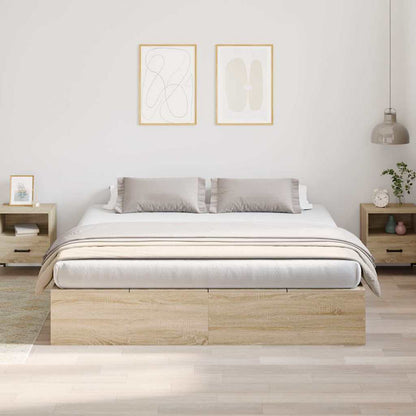 Bed Frame with Storage Sonoma oak 200 x 200 cm Engineered wood