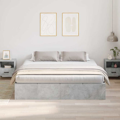 Storage Bed Frame Concrete Grey 200 x 200 cm Engineered Wood