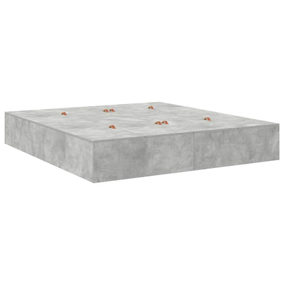 Storage Bed Frame Concrete Grey 200 x 200 cm Engineered Wood