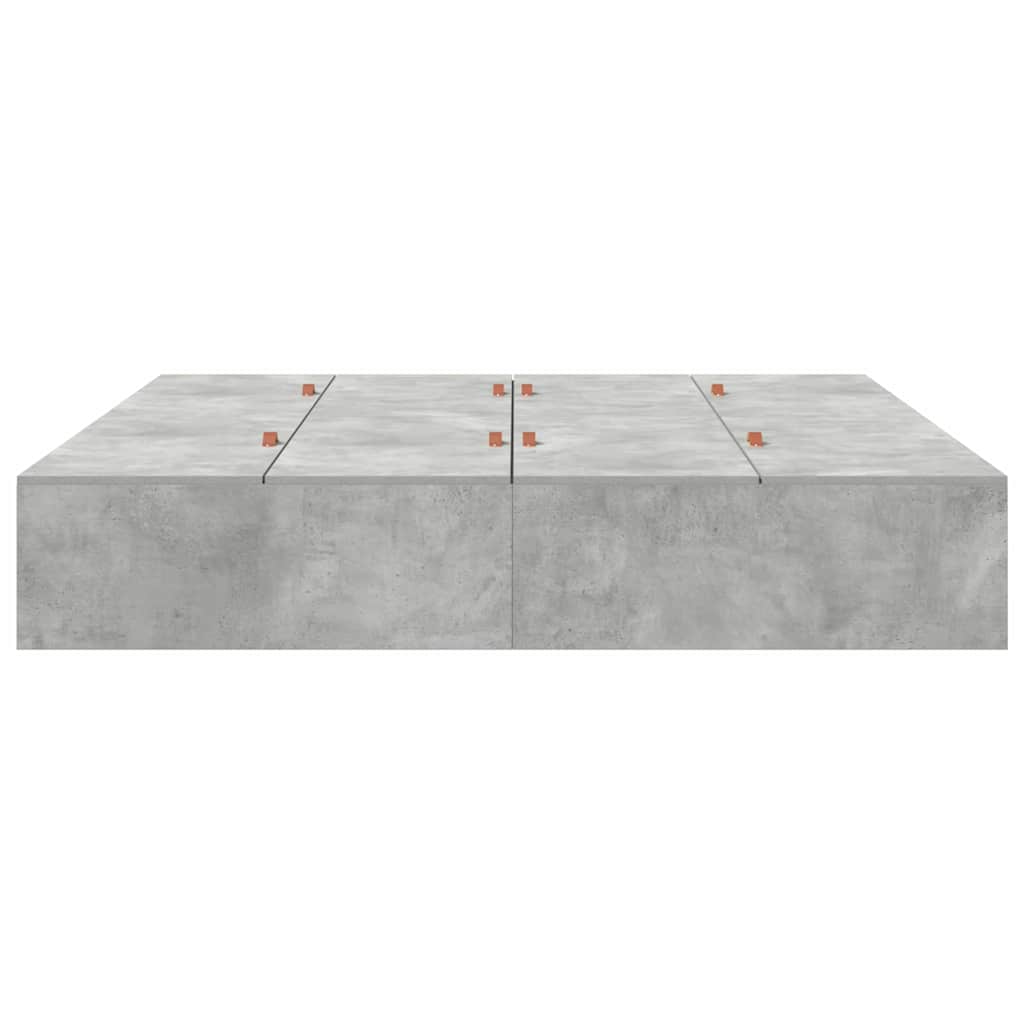 Storage Bed Frame Concrete Grey 200 x 200 cm Engineered Wood