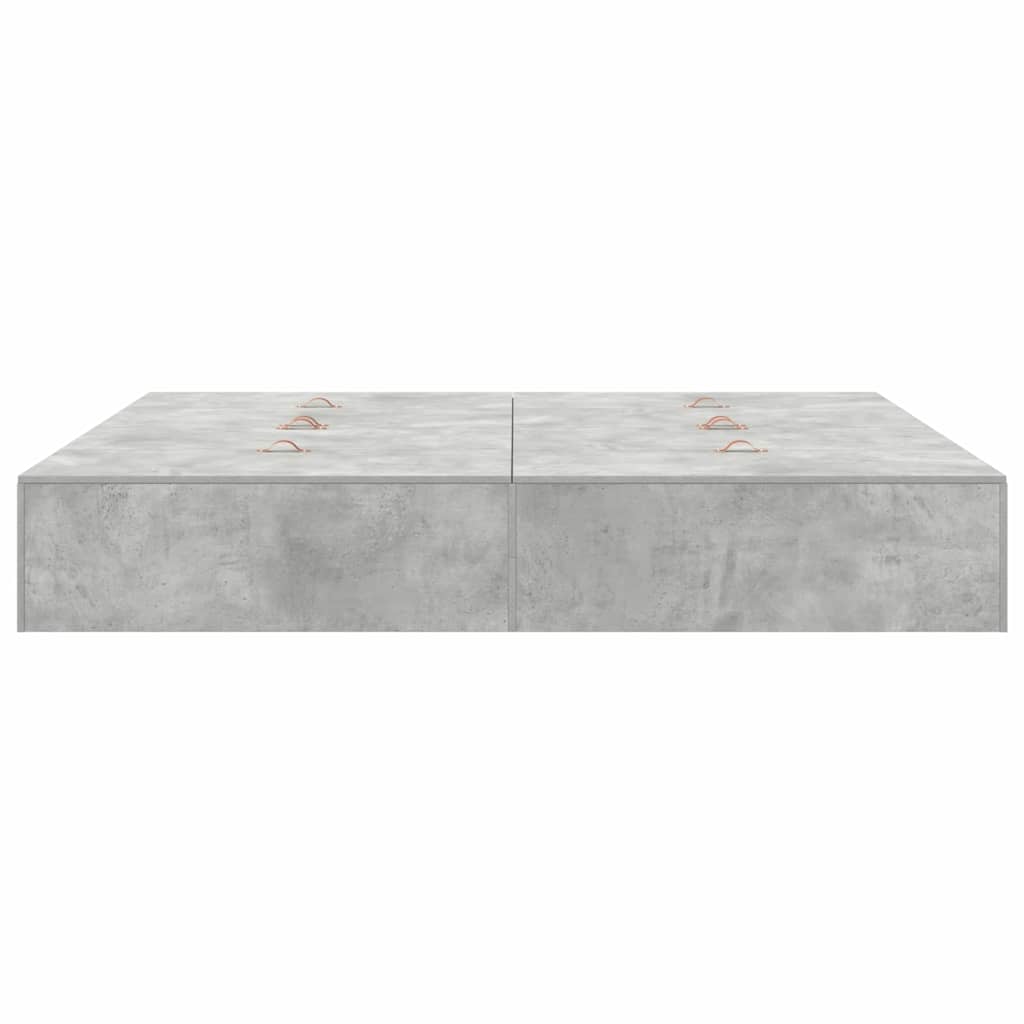 Storage Bed Frame Concrete Grey 200 x 200 cm Engineered Wood