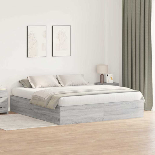 Bed Frame with Storage Grey sonoma 200 x 200 cm Engineered wood