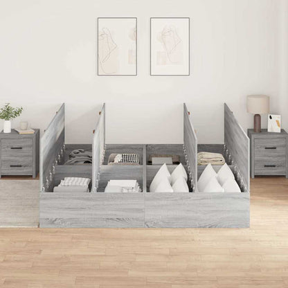 Bed Frame with Storage Grey sonoma 200 x 200 cm Engineered wood