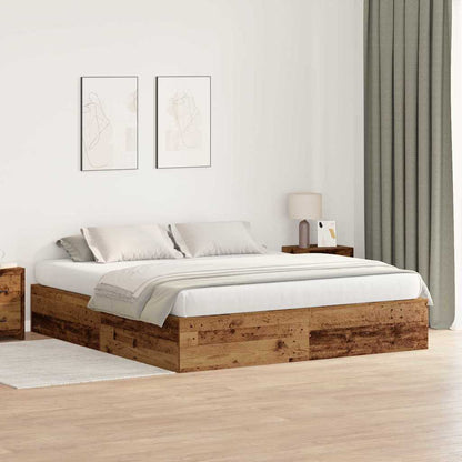 Bed Frame with Storage Old wood 200 x 200 cm Engineered wood