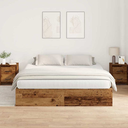 Bed Frame with Storage Old wood 200 x 200 cm Engineered wood