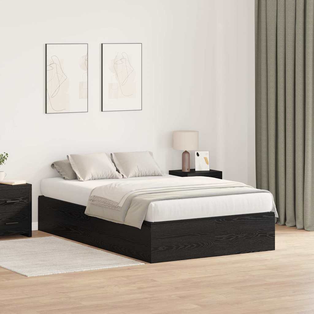 Bed Frame with Storage Black oak 120 x 200 cm Engineered wood