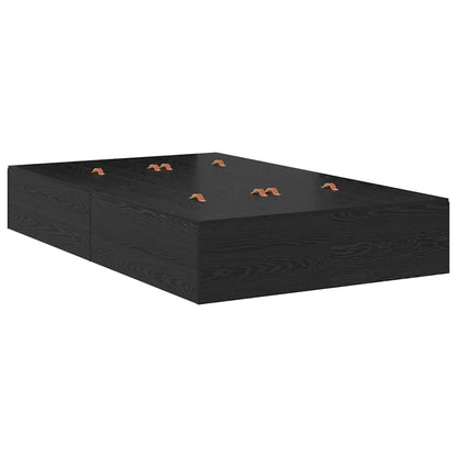 Bed Frame with Storage Black oak 120 x 200 cm Engineered wood