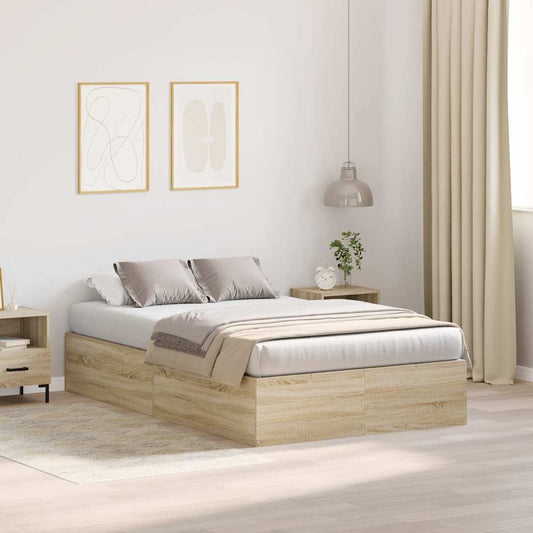 Bed Frame with Storage Sonoma oak 120 x 200 cm Engineered wood