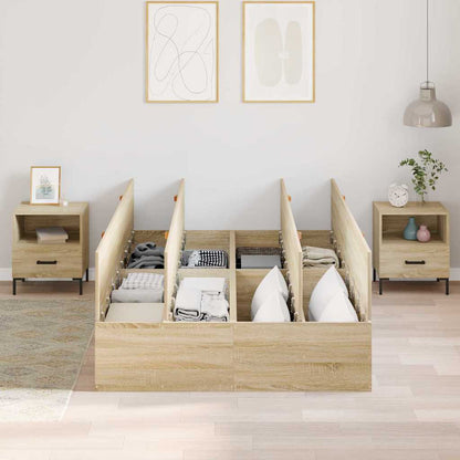 Bed Frame with Storage Sonoma oak 120 x 200 cm Engineered wood