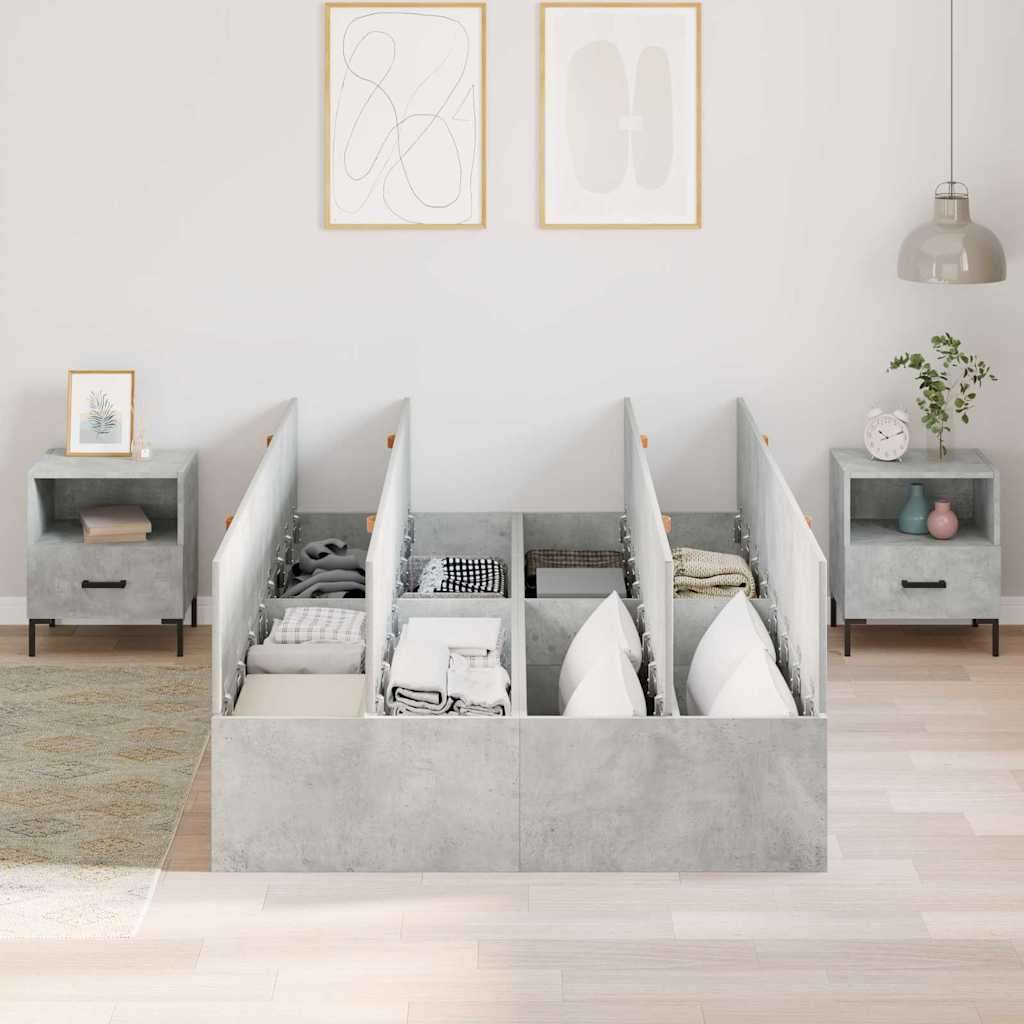 Storage Bed Frame Concrete Grey 120 x 200 cm Engineered Wood