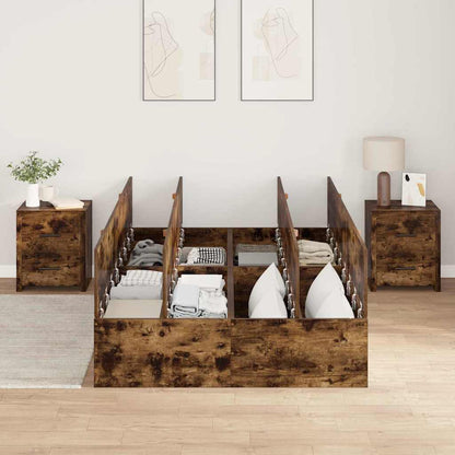 Bed Frame with Storage Smoked oak 120 x 200 cm Engineered wood