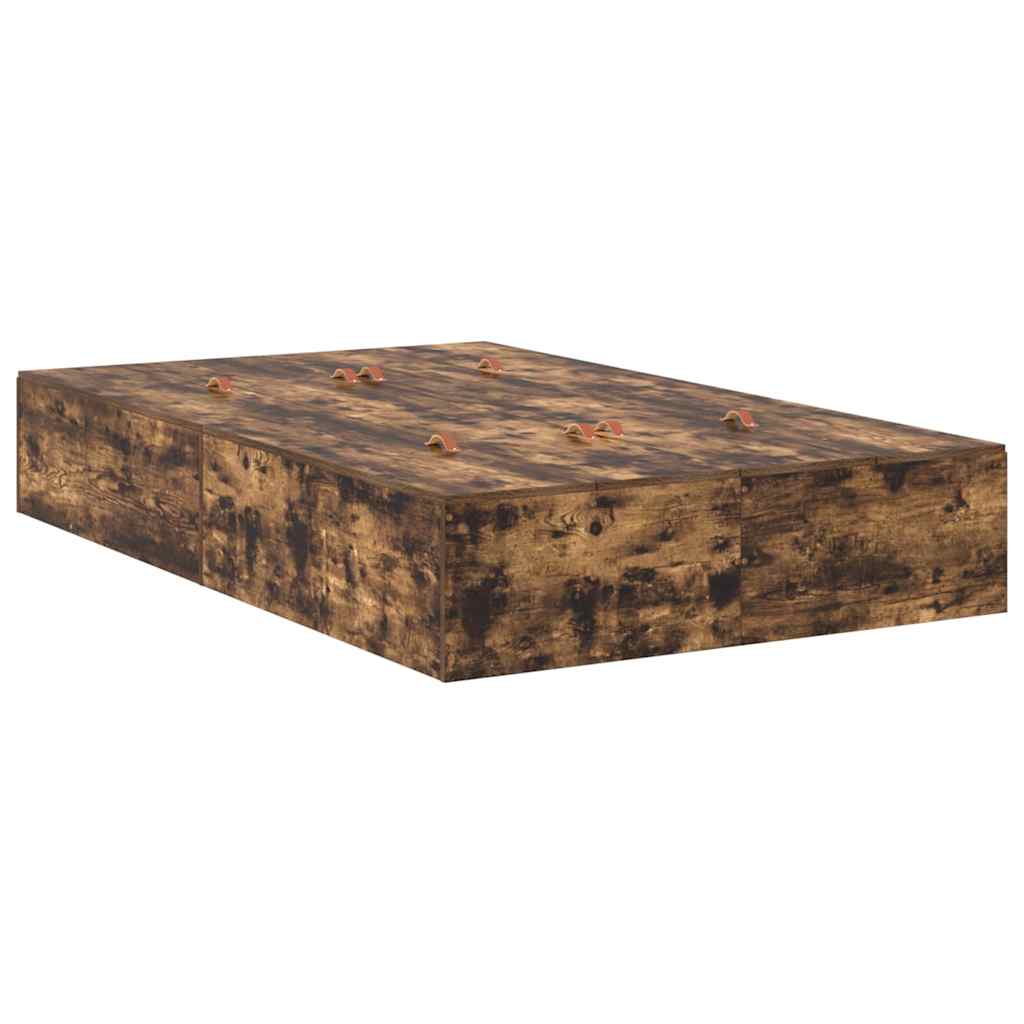 Bed Frame with Storage Smoked oak 120 x 200 cm Engineered wood