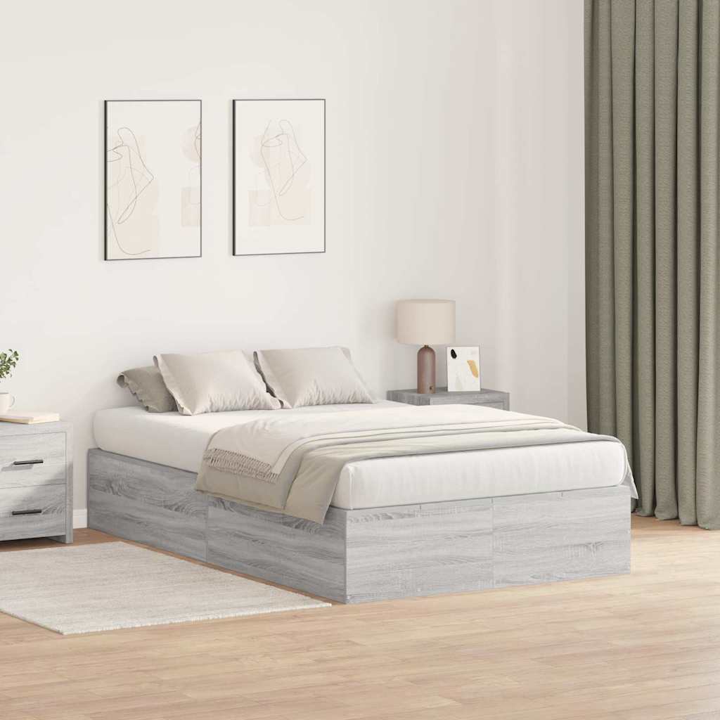 Bed Frame with Storage Grey sonoma 120 x 200 cm Engineered wood