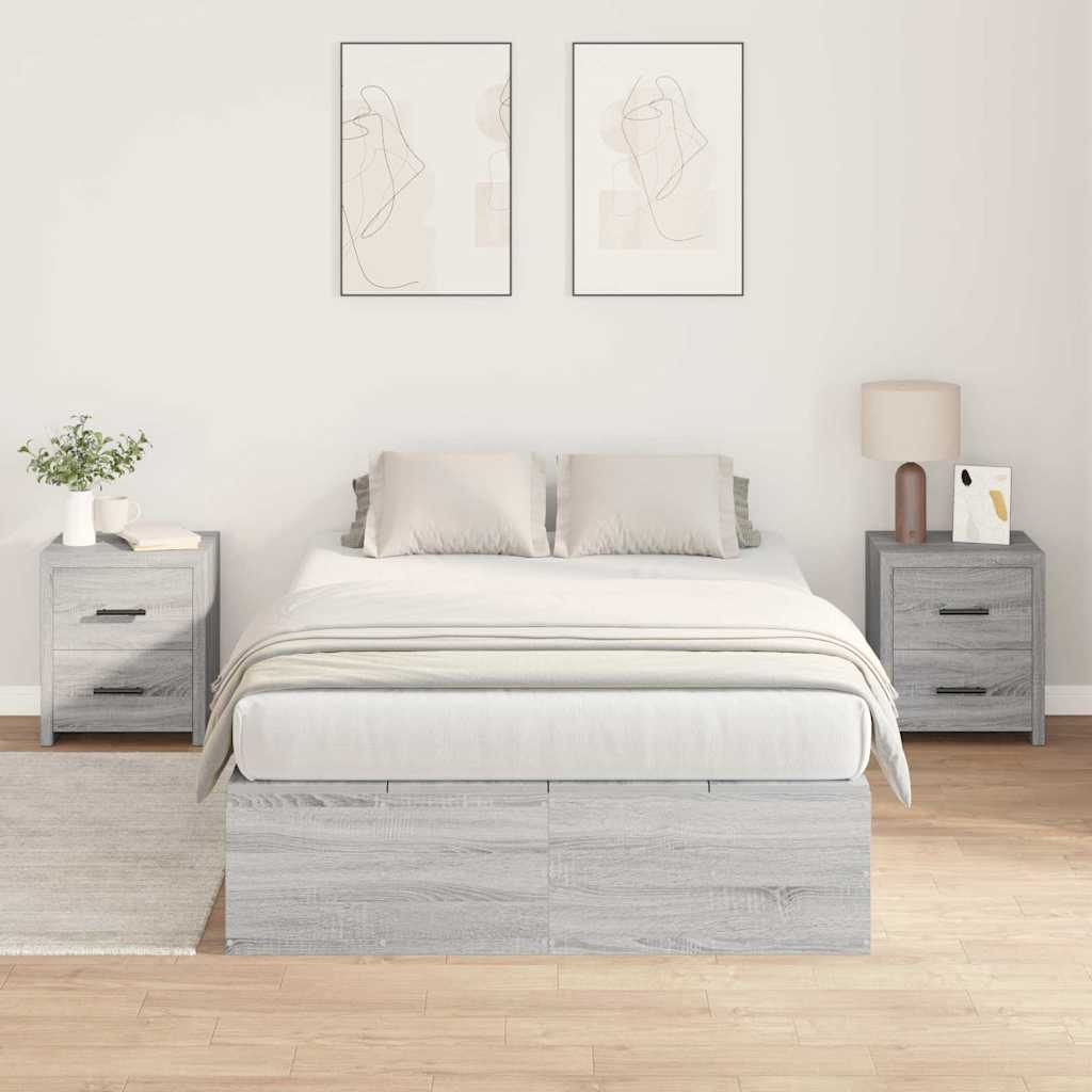 Bed Frame with Storage Grey sonoma 120 x 200 cm Engineered wood