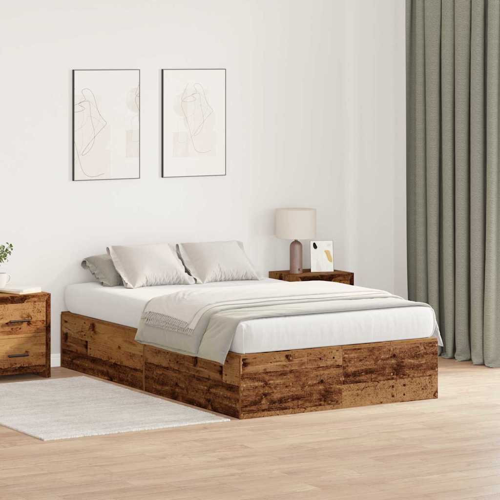 Bed Frame with Storage Old wood 120 x 200 cm Engineered wood