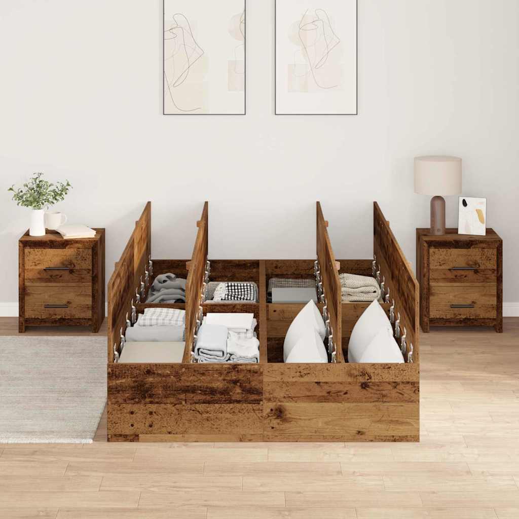 Bed Frame with Storage Old wood 120 x 200 cm Engineered wood