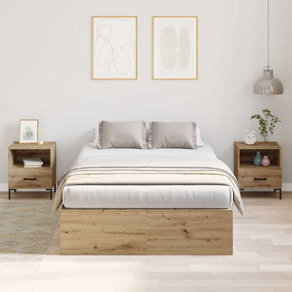Bed Frame with Storage Artisan oak 120 x 200 cm Engineered wood