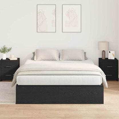 Bed Frame with Storage Black oak 140 x 200 cm Engineered wood