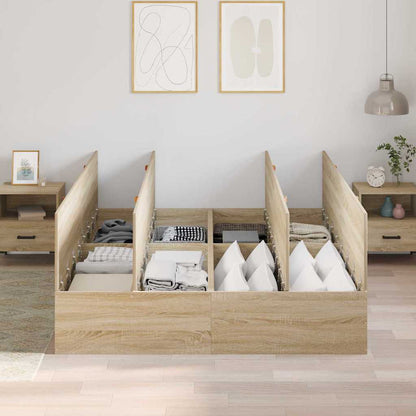 Bed Frame with Storage Sonoma oak 140 x 200 cm Engineered wood