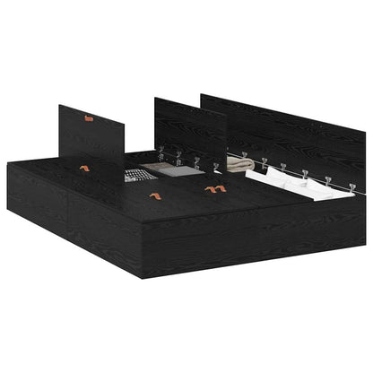 Bed Frame with Storage Black oak 150 x 200 cm Engineered wood