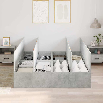 Storage Bed Frame Concrete Grey 150 x 200 cm Engineered Wood