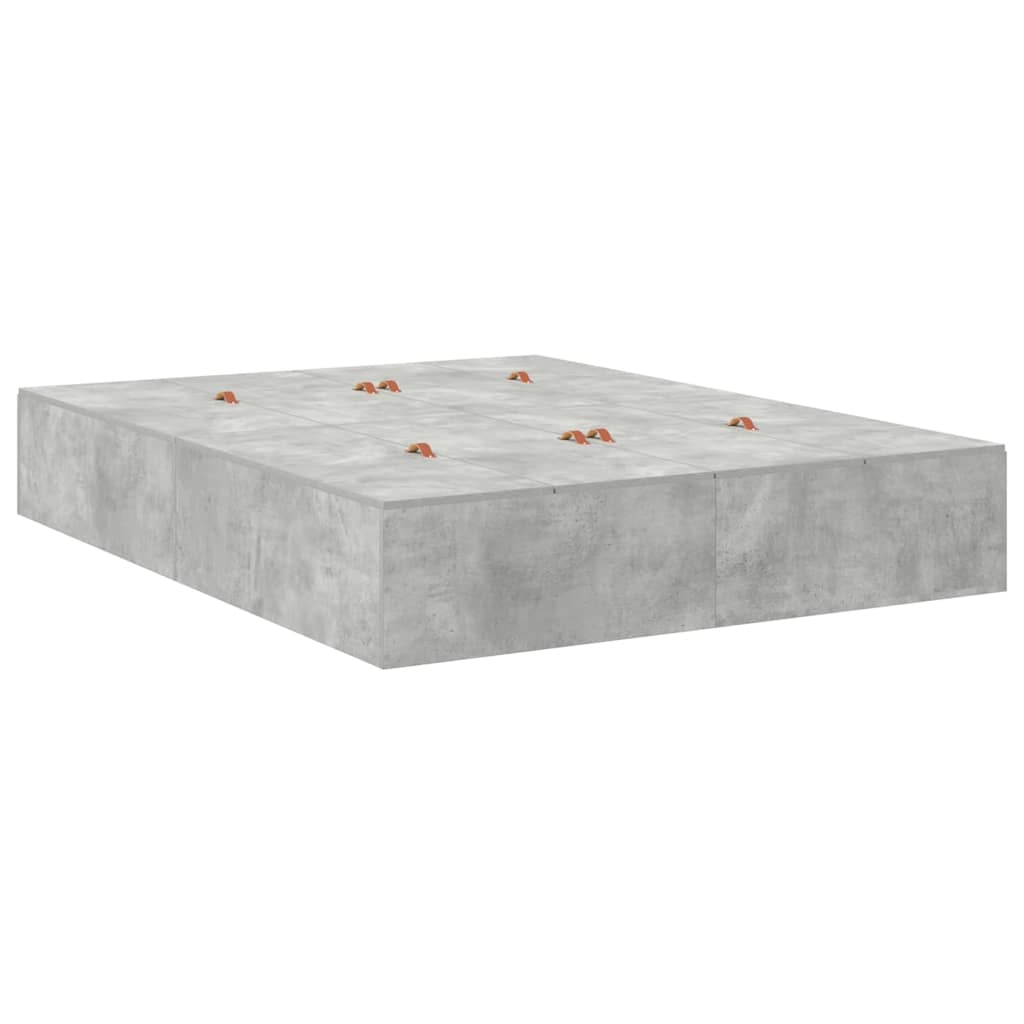 Storage Bed Frame Concrete Grey 150 x 200 cm Engineered Wood