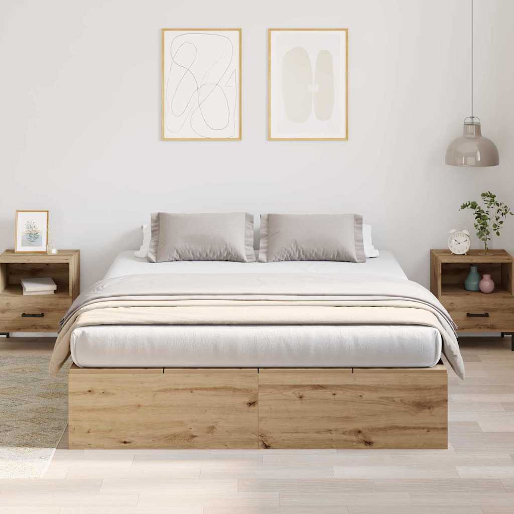 Bed Frame with Storage Artisan oak 150 x 200 cm Engineered wood