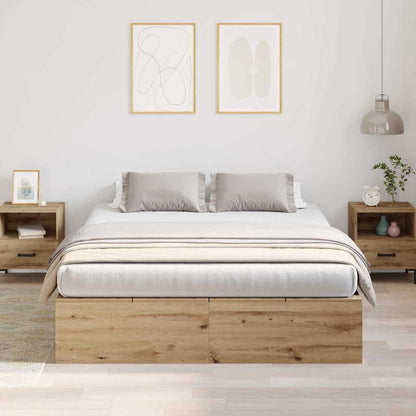Bed Frame with Storage Artisan oak 150 x 200 cm Engineered wood