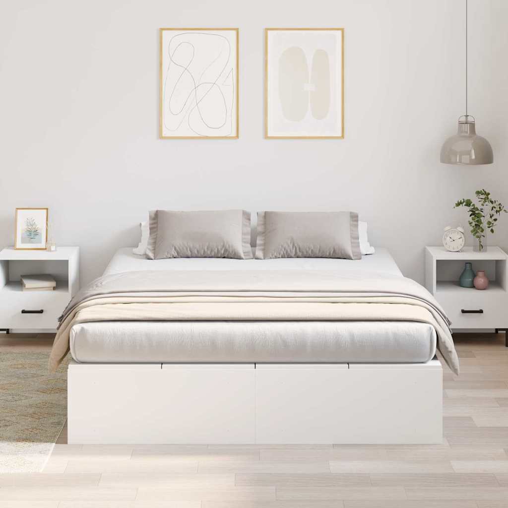 Storage Bed Frame White 160 x 200 cm Engineered Wood