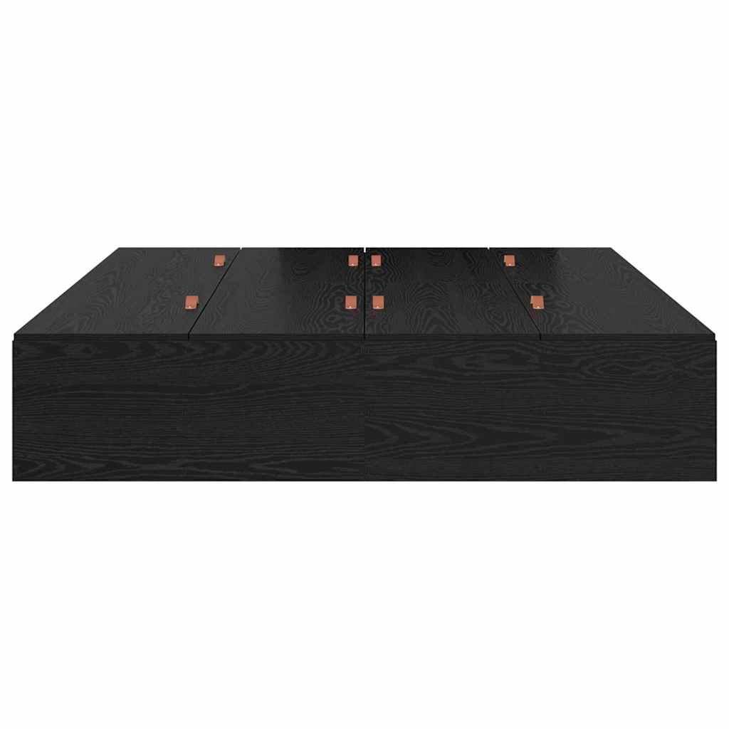 Bed Frame with Storage Black oak 200 x 200 cm Engineered wood