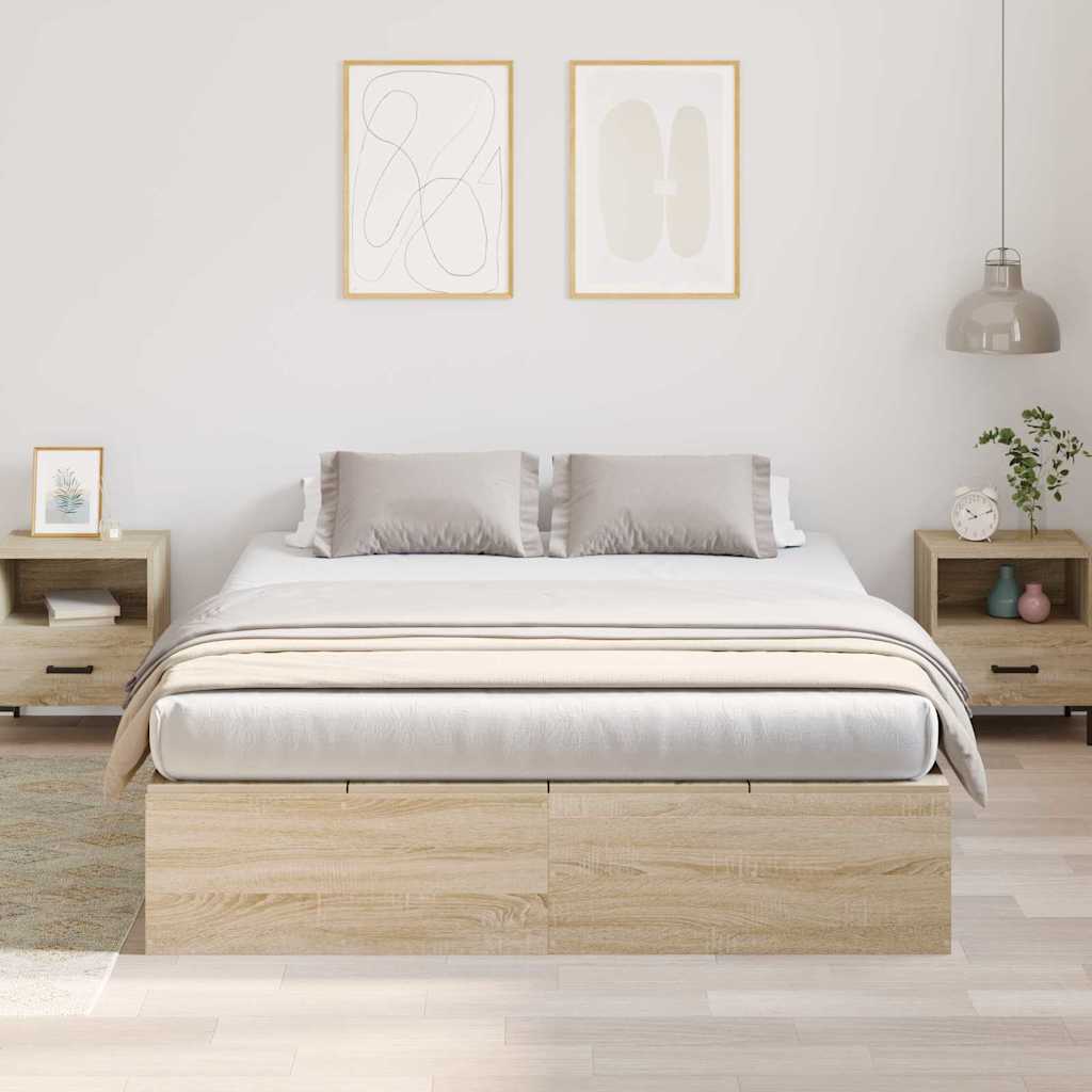 Bed Frame with Storage Sonoma oak 160 x 200 cm Engineered wood