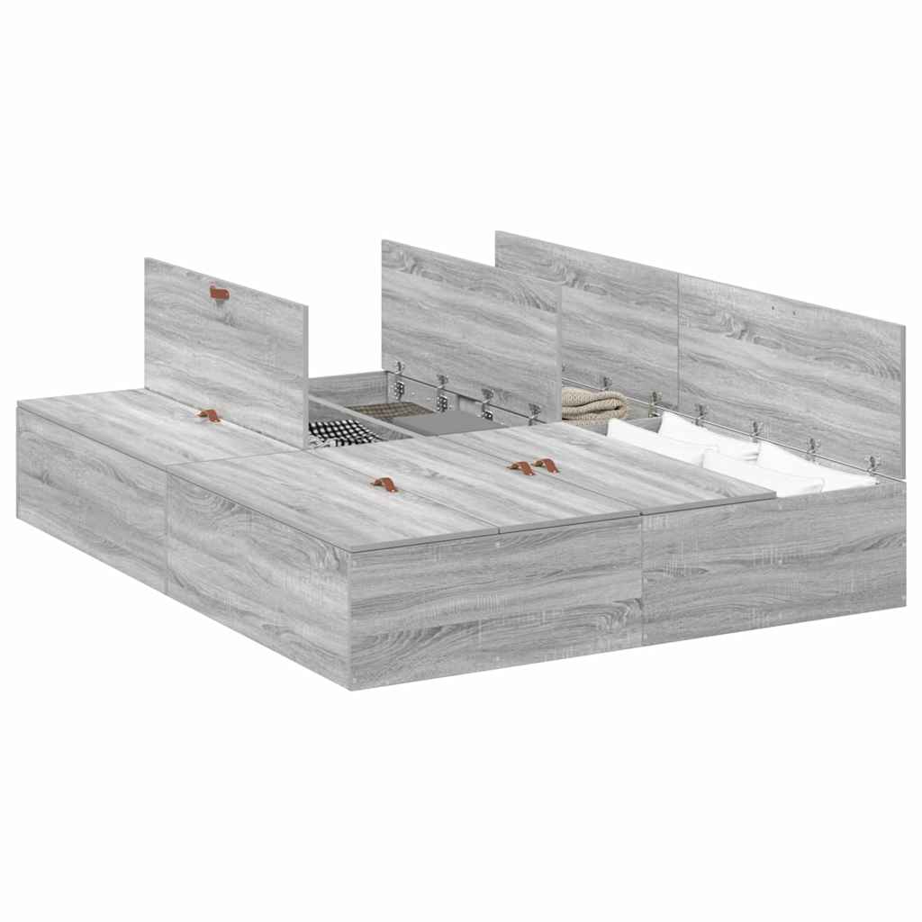 Bed Frame with Storage Grey sonoma 160 x 200 cm Engineered wood