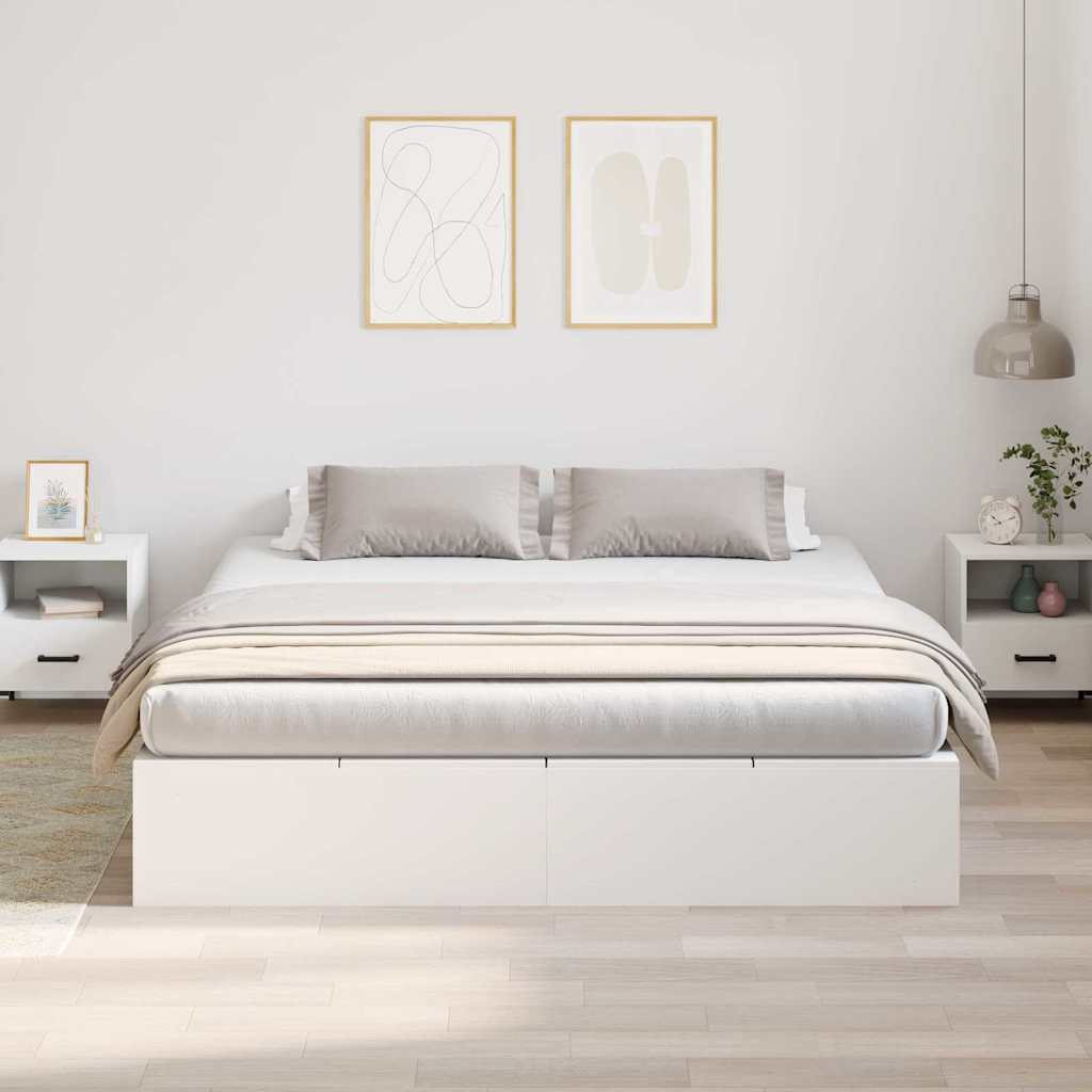 Storage Bed Frame White 180 x 200 cm Engineered Wood
