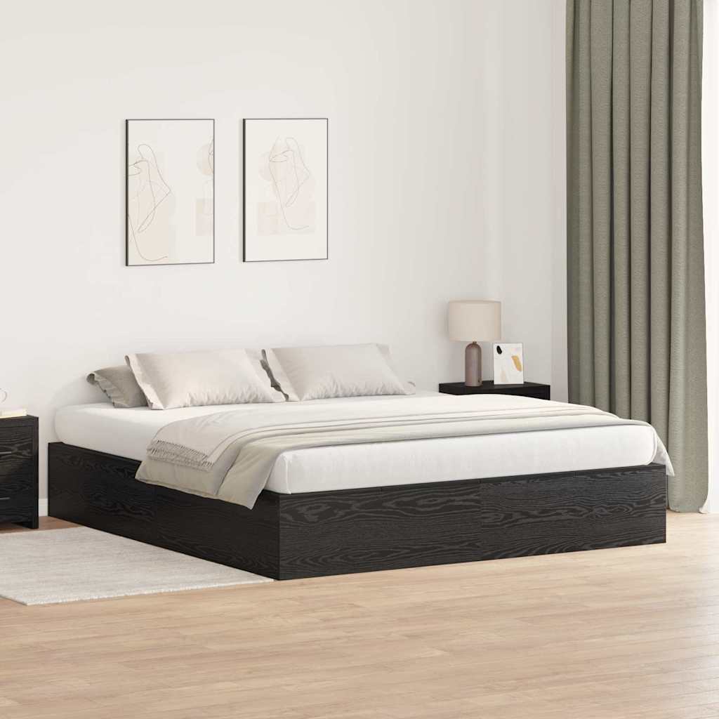 Bed Frame with Storage Black oak 180 x 200 cm Engineered wood