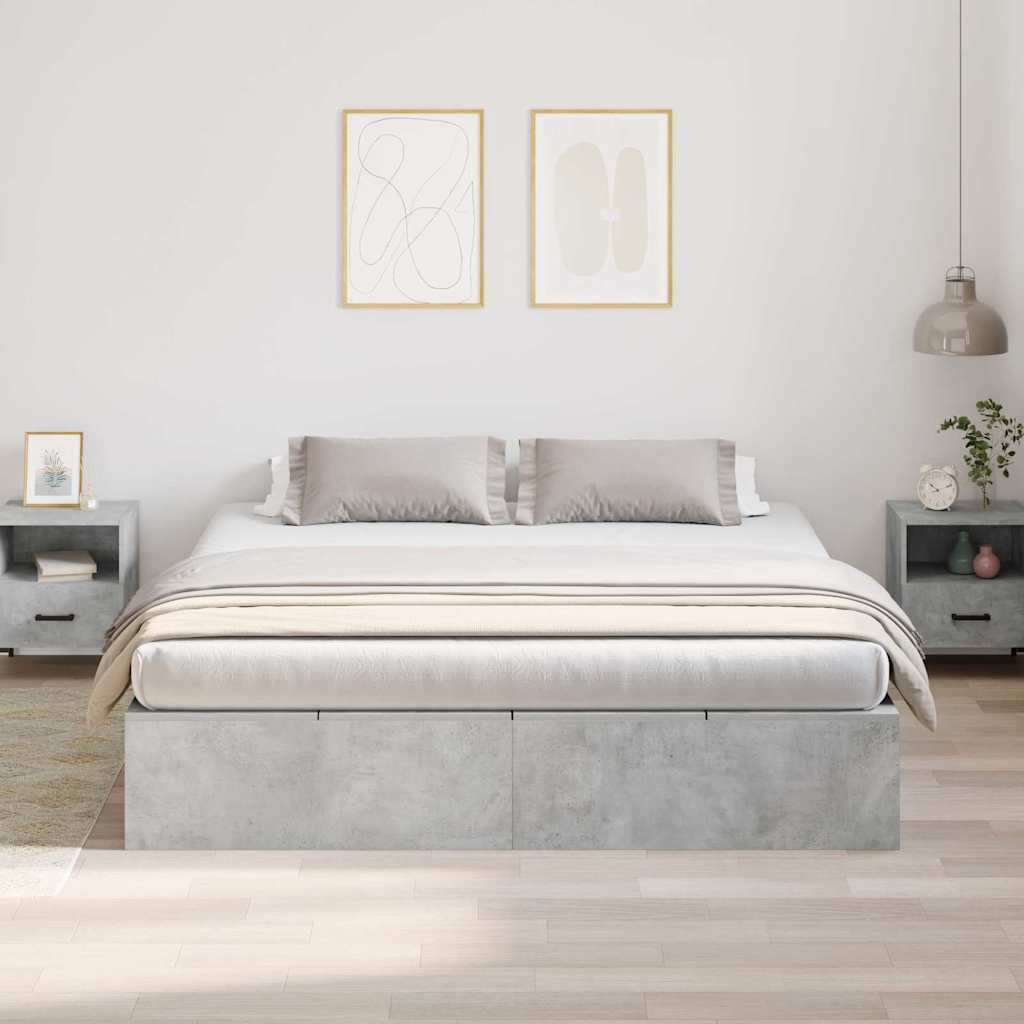 Storage Bed Frame Concrete Grey 180 x 200 cm Engineered Wood