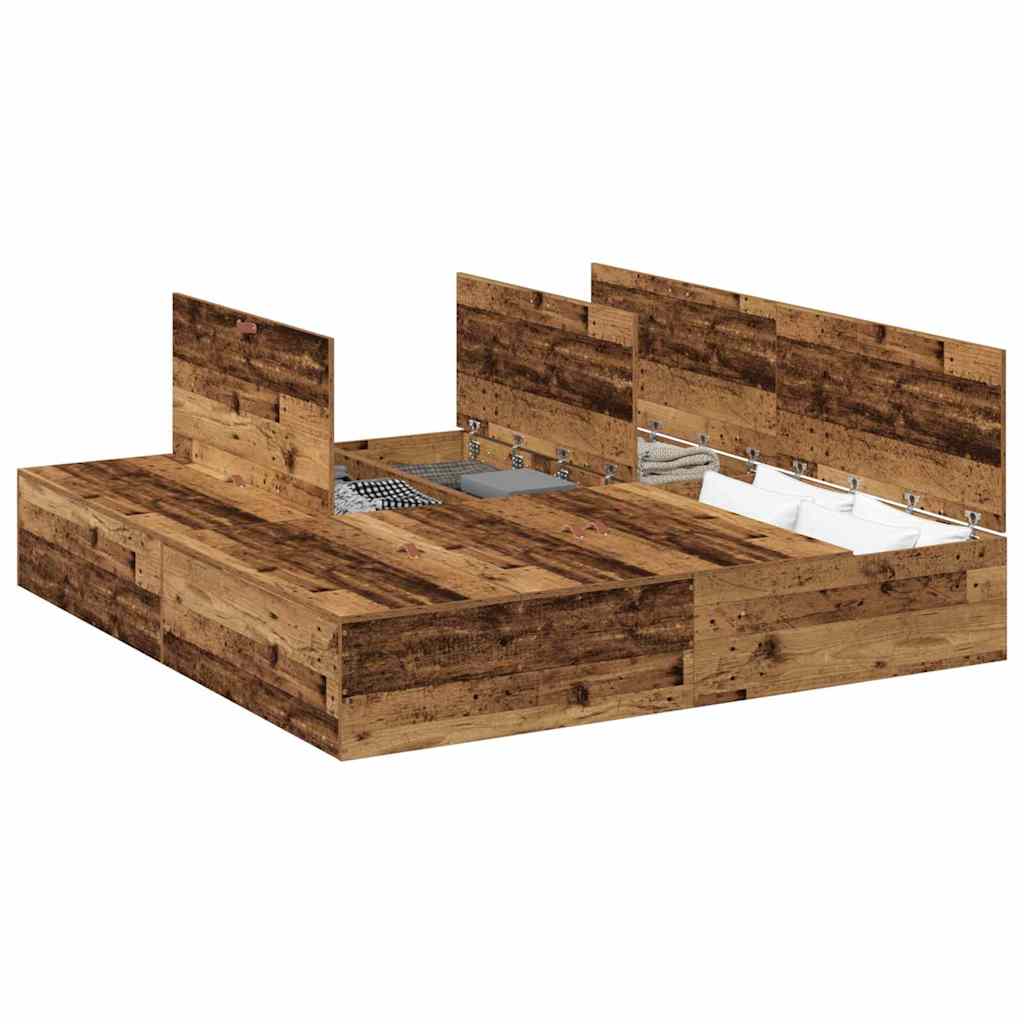 Bed Frame with Storage Old wood 180 x 200 cm Engineered wood